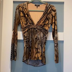 SKY Long Sleeve Snake Print Shirt Size Medium